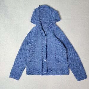 Handmade Hooded Wool Knit Cardigan Kids 4 5 Years Sweater Photoshoot Boy Girl